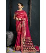 red woven art silk saree with blouse