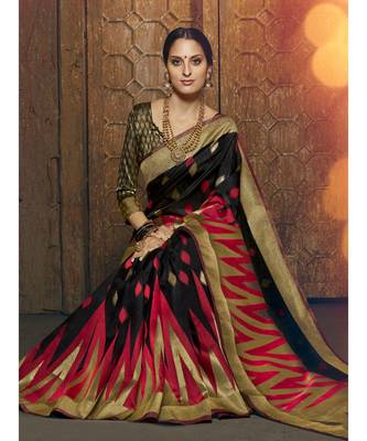 black woven silk cotton saree with blouse 2