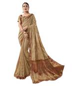 Beige Embroidered Silk Saree With Blouse