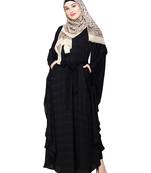 Black embroidered satin irani kaftan abaya