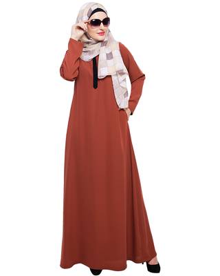Modest Forever  Red embroidered nida abaya 1