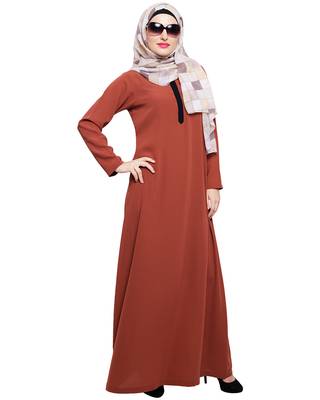 Modest Forever  Red embroidered nida abaya 2