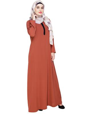 Modest Forever  Red embroidered nida abaya 4