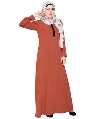 Modest Forever  Red embroidered nida abaya 5