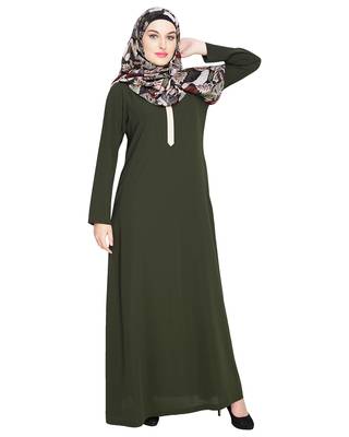 Modest Forever  Olive embroidered nida abaya 3