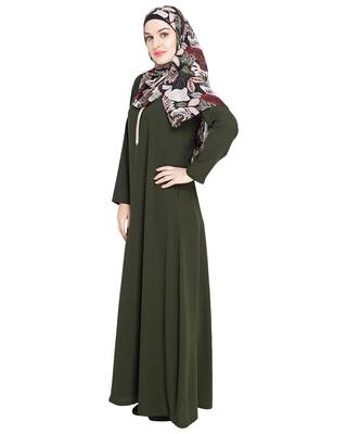 Modest Forever  Olive embroidered nida abaya 4