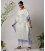 White printed Emma Cotton Kaftan and Pant-Set of two