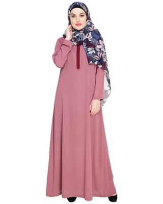 Modest Forever  Onion-pink embroidered nida abaya 1