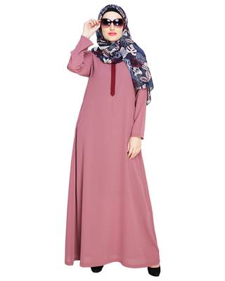 Modest Forever  Onion-pink embroidered nida abaya 3