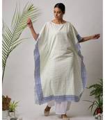 White printed Sona Cotton Kaftan