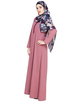 Modest Forever  Onion-pink embroidered nida abaya 5