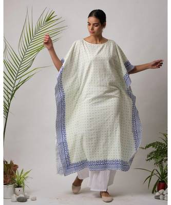 White printed Sona Cotton Kaftan 2