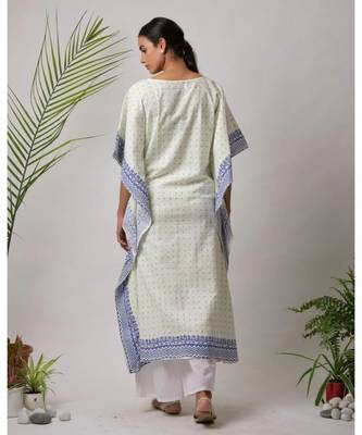 White printed Sona Cotton Kaftan 3