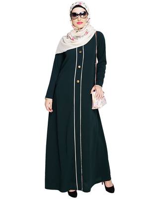 Modest Forever  Green embroidered nida abaya 1
