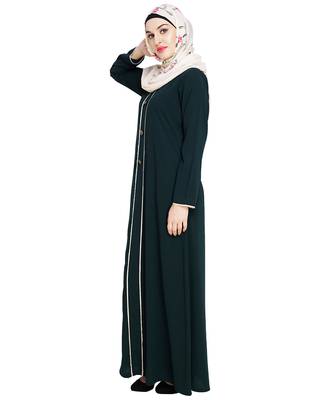 Modest Forever  Green embroidered nida abaya 4