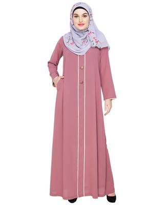 Modest Forever  Onion-pink embroidered nida abaya 1