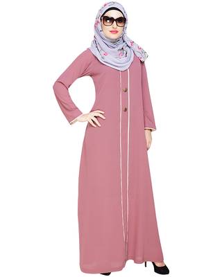 Modest Forever  Onion-pink embroidered nida abaya 2
