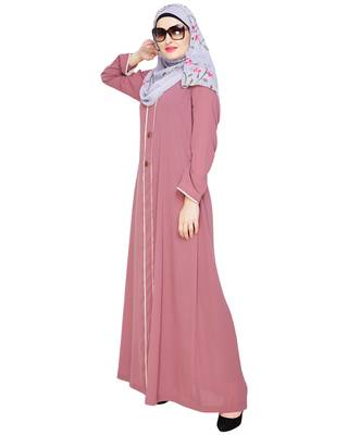 Modest Forever  Onion-pink embroidered nida abaya 3