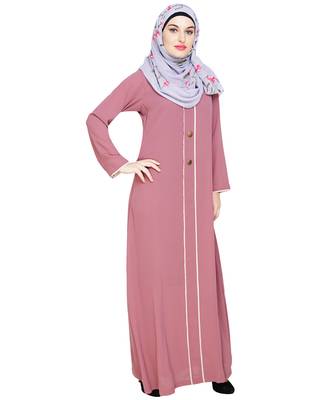 Modest Forever  Onion-pink embroidered nida abaya 4