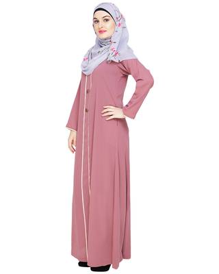 Modest Forever  Onion-pink embroidered nida abaya 5