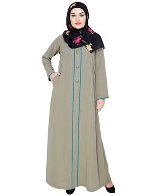 Modest Forever  Sea-green embroidered nida abaya 1