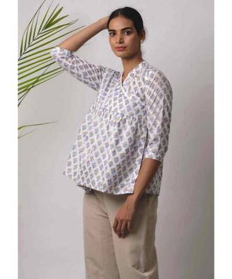 white printed Jacob Cotton Top 1