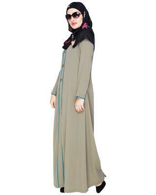 Modest Forever  Sea-green embroidered nida abaya 2