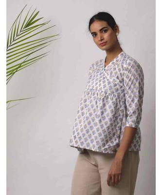 white printed Jacob Cotton Top 2