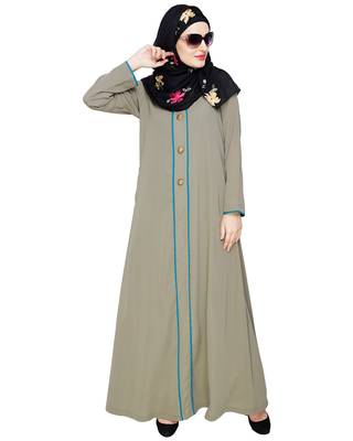 Modest Forever  Sea-green embroidered nida abaya 3