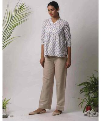 white printed Jacob Cotton Top 3