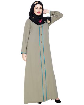 Modest Forever  Sea-green embroidered nida abaya 4