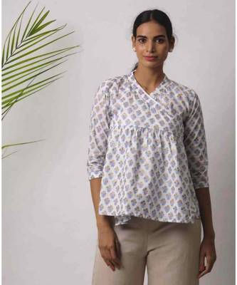 white printed Jacob Cotton Top 4