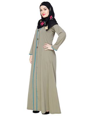 Modest Forever  Sea-green embroidered nida abaya 5