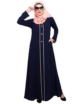 Modest Forever  Blue embroidered nida abaya 1