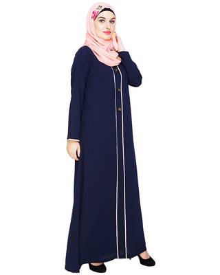 Modest Forever  Blue embroidered nida abaya 3