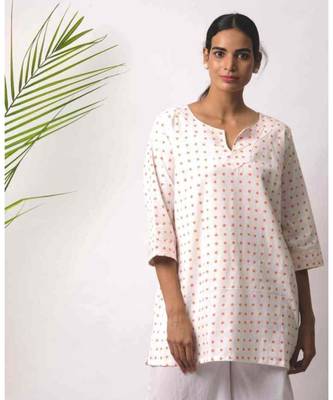 White printed Lzan Cotton Top 1