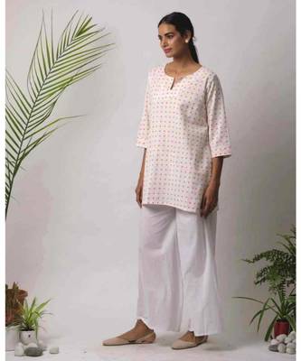 White printed Lzan Cotton Top 2