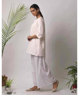 White printed Lzan Cotton Top 3