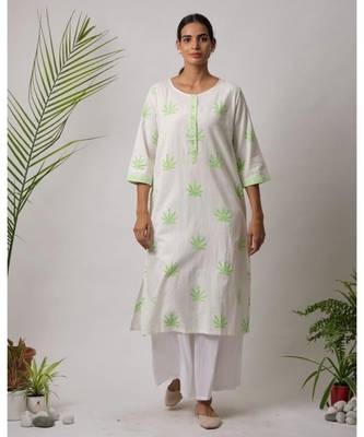 White printed Carlos Cotton Kurta 1
