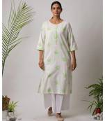 White printed Carlos Cotton Kurta