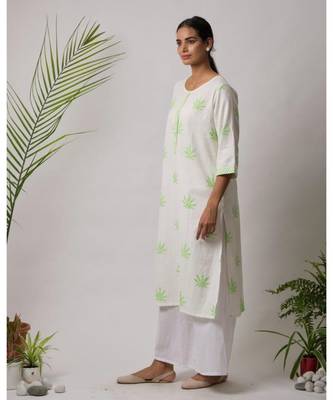 White printed Carlos Cotton Kurta 2