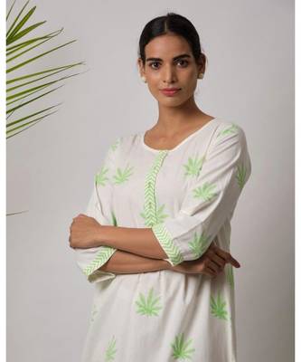 White printed Carlos Cotton Kurta 3