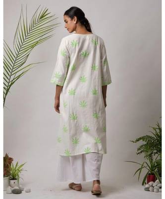 White printed Carlos Cotton Kurta 4