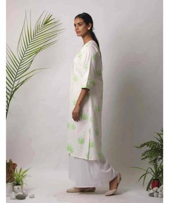 White printed Ank Cotto n Kurta and Palazzo Set of-tow 3