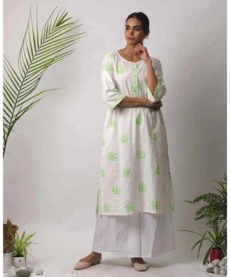 White printed Ank Cotto n Kurta and Palazzo Set of-tow 1