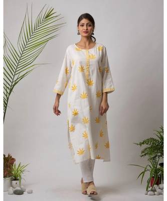 White printed Iker Cotton Kurta 1