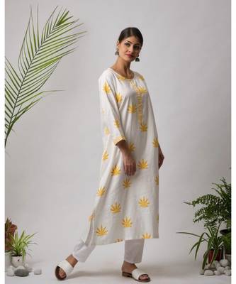 White printed Iker Cotton Kurta 2