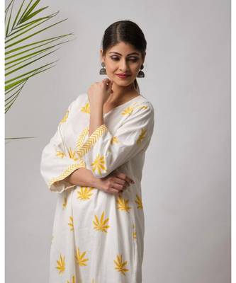 White printed Iker Cotton Kurta 3