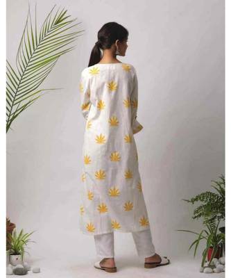 White printed Iker Cotton Kurta 4