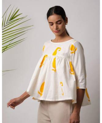 White printed Ashley Cotton Top 1